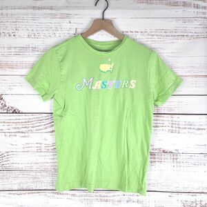 Masters Golf T Shirt Kids Size Large Green Logo Short Sleeve